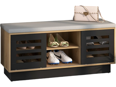 Costway Shoe Storage Bench 6 Compartments 3 Adjustable Shelves Natural 19275864 New