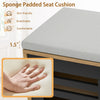 Sponge padded seat cushion on a shoe bench, featuring breathable fabric and a comfortable touch for added convenience.