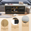 Shoe bench with 6 storage compartments, adjustable shelves, and beautiful wood grains for versatile shoe organization.