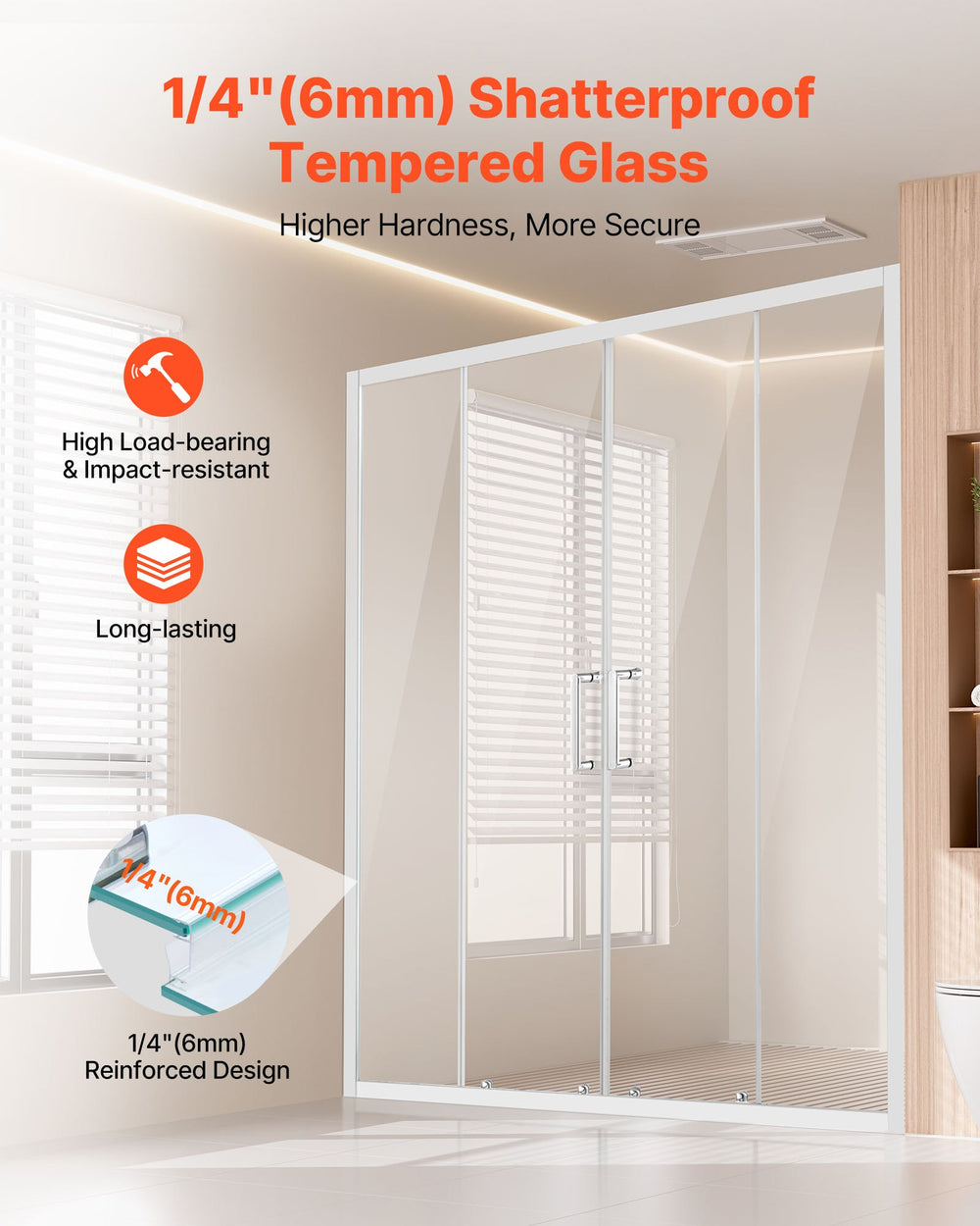 VEVOR Semi-frameless Shower Door - Image 2