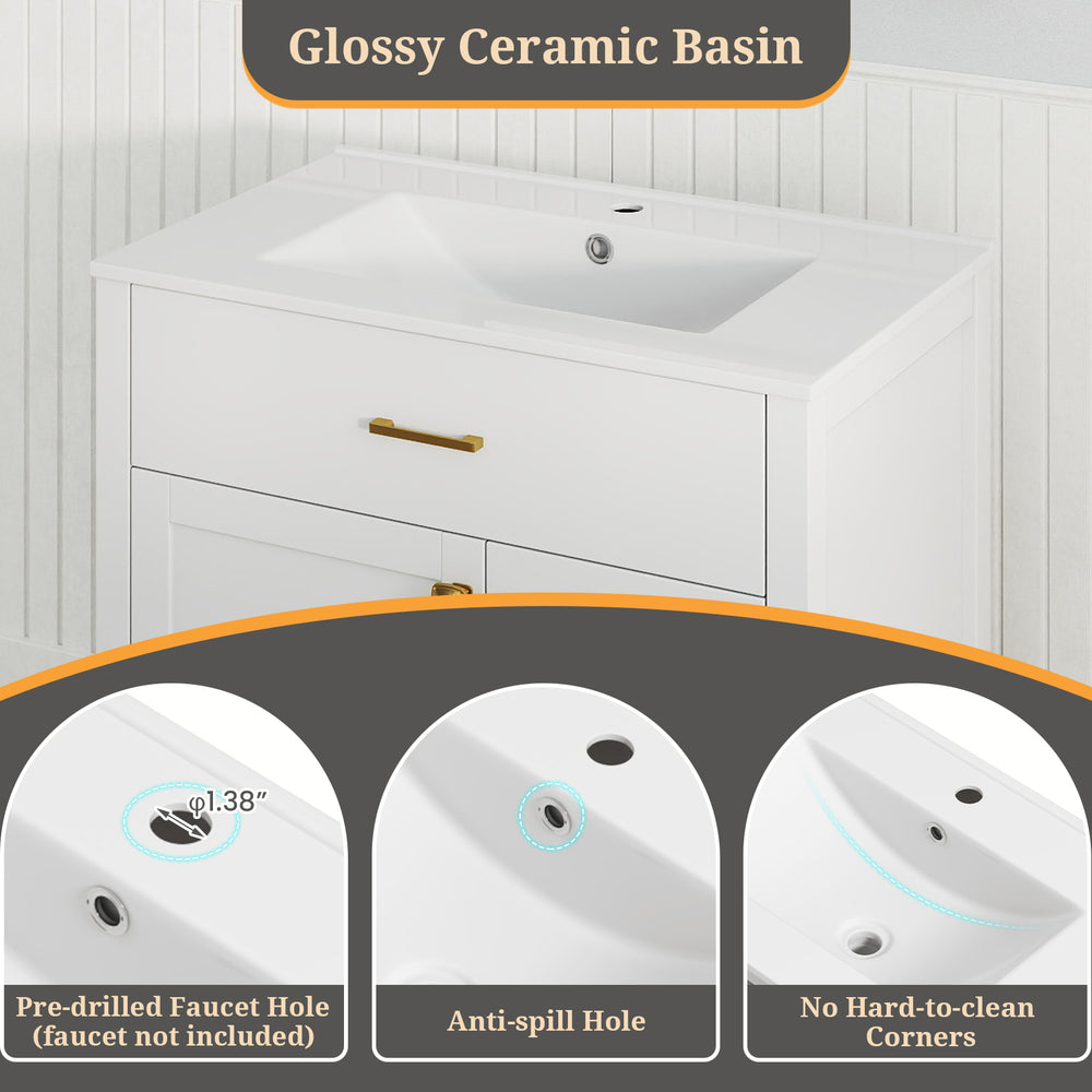 Costway Bathroom Vanity with 2 Drawer and 1 Door New