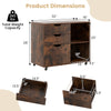3-drawer file cabinet in rustic brown with adjustable shelf and wheels, designed for flexible home office storage.