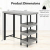 43.5-inch outdoor bar table with tempered glass top, featuring 3 rattan storage shelves for backyard or poolside use.
