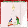 Lighted nativity scene featuring Jesus, Mary, and Joseph, 6 ft tall with 240 LED lights for festive outdoor decoration.