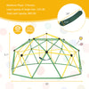 10-foot green dome climber with swing, 800 lbs capacity, designed for safe climbing and fun for kids aged 5-10.