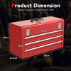 Red portable garage mechanic tool cabinet box with 3 drawers, featuring easy grip handle and top tray for wider tools.