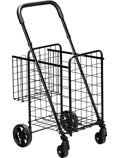 Costway Folding Shopping Basket Rolling Trolley Adjustable Handle 57268091 New