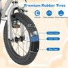Close-up of the 14-inch kids bike tire featuring anti-slip, shock-absorbing rubber for safe riding.