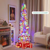 4/5/6 Feet Pre-Lit Artificial Christmas Tree Snow-Flocked Slim Pencil Xmas Decor-6 ft - Gallery View 1 of 10