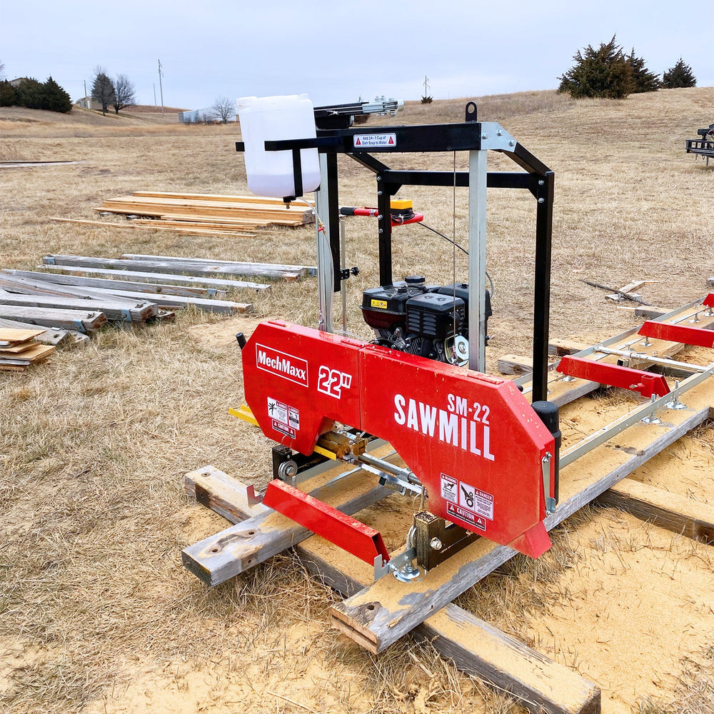 22" Portable Sawmill,  274cc 8.1HP Gasoline Engine,  18" Board Width,  13' Track Length ,  SM-22