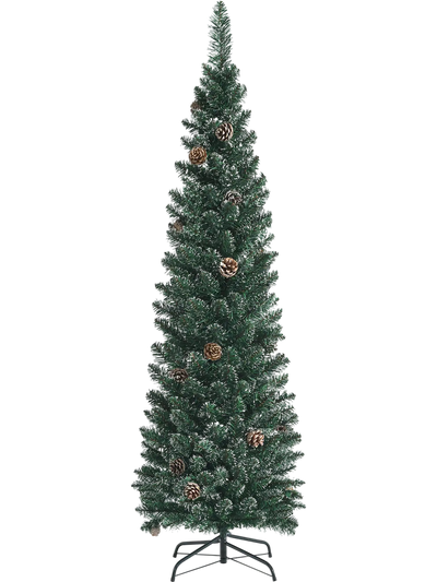 Costway Snowy Artificial Pencil Christmas Tree w/ Pine Cones 84271960 New