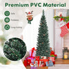 Snowy 5 ft artificial pencil Christmas tree with pine cones, made of premium PVC, perfect for festive decoration.