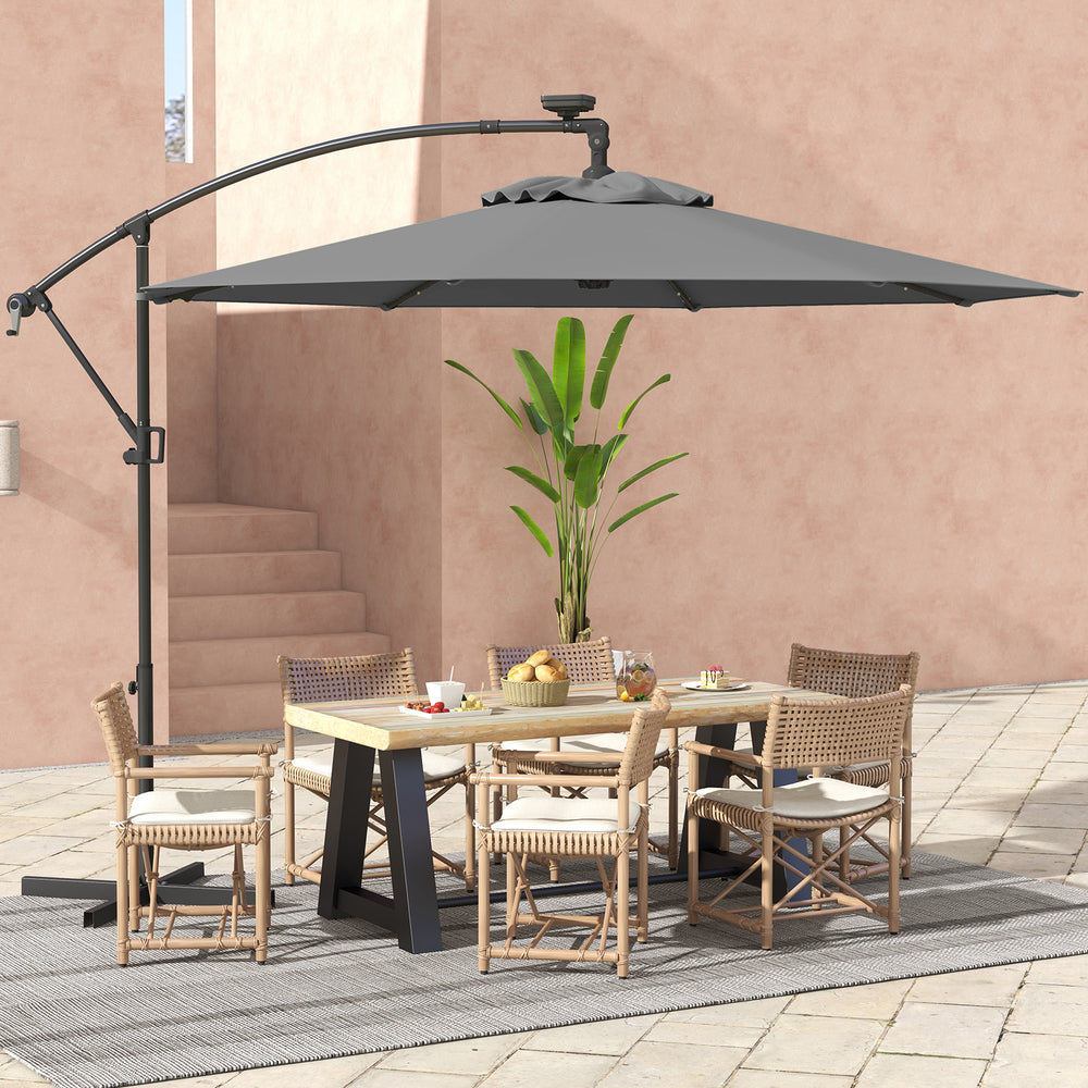 led patio offset umbrella 10FT Square Cantilever 32 Solar Lights Enjoy 79 sq ft 10 Feet 360 Rotation Solar