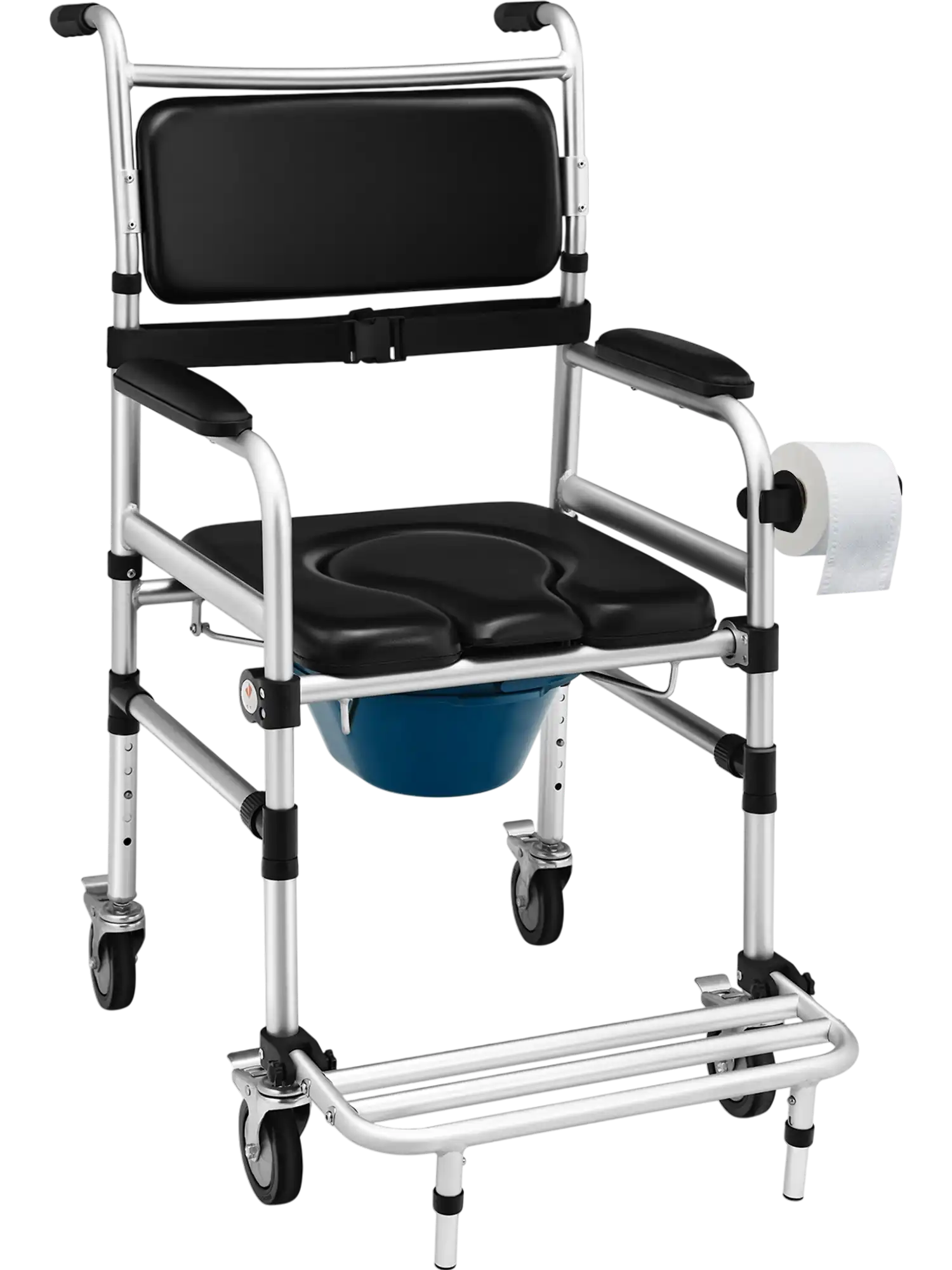 Costway 2-in-1 Aluminum Commode Shower Wheelchair 48760953 New