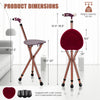 Lightweight adjustable folding cane seat with a light-brown cushion, featuring a stable triangular structure and.