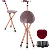 Lightweight adjustable folding cane seat with light-brown seat, ergonomic handle, and built-in LED light for easy.