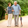 Lightweight adjustable folding cane seat in light-brown, featuring a stable design and ergonomic handle for comfortable.