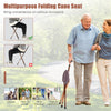Lightweight adjustable folding cane seat in light-brown, featuring ergonomic handle and massage points for comfort.