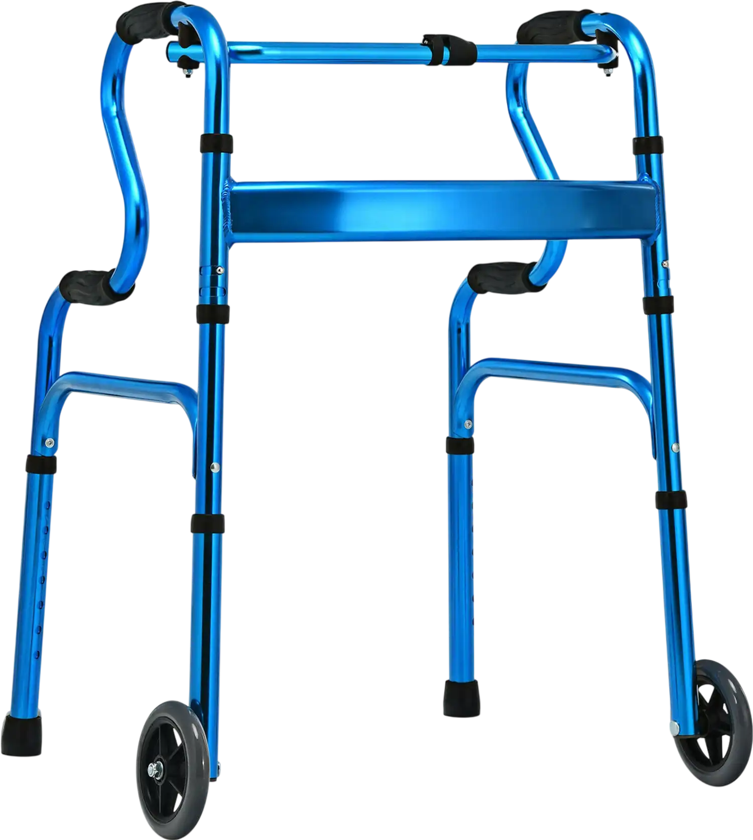 Costway Adjustable Heavy-Duty Folding Walker w/ Wheels Bi-Level Armrests 63847591 New