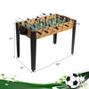 Side view of the 48-inch wooden foosball table showcasing its durable construction and spacious playing area for.
