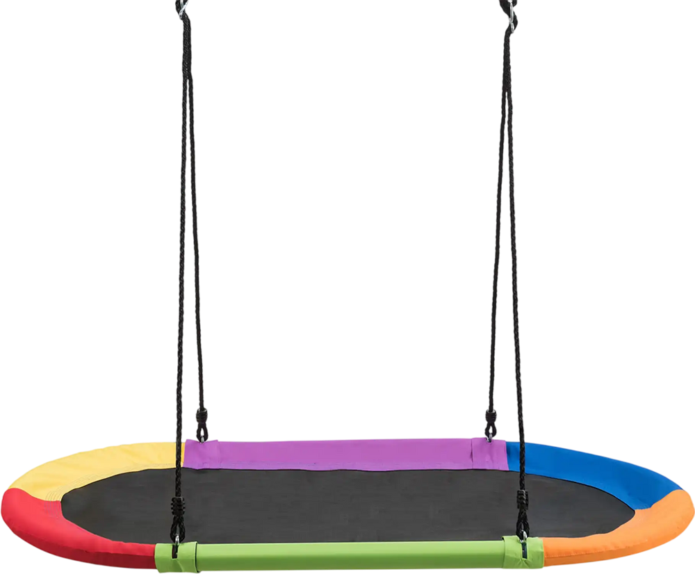 Colorful 60-inch saucer swing with adjustable ropes, suitable for multiple children, perfect for outdoor play and.