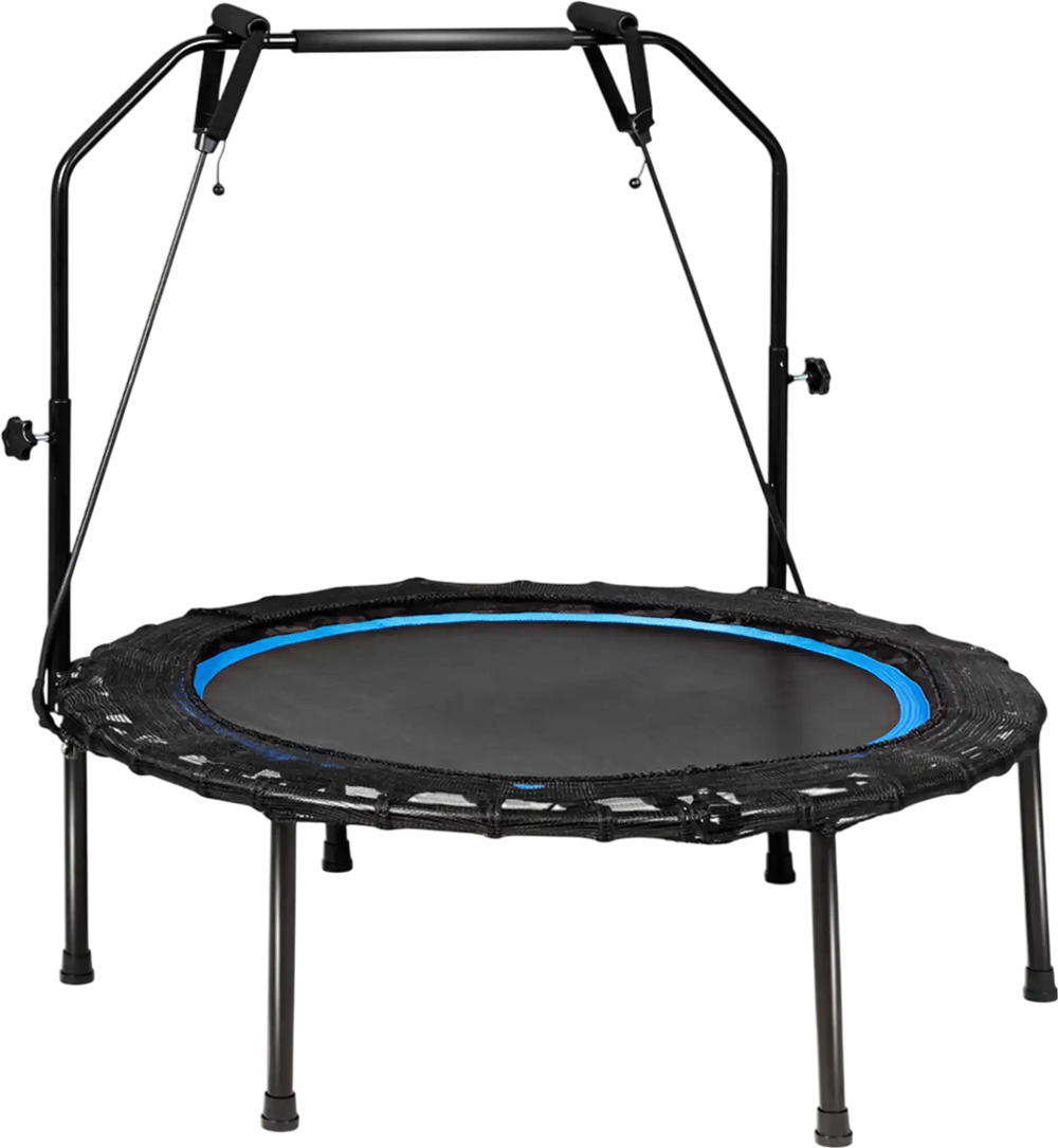 40-inch foldable fitness rebounder with resistance bands, sturdy steel frame, and adjustable handrail for.