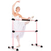 Portable pink ballet barre with adjustable height, made of anti-rust iron, ideal for home and dance studios.