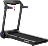 Folding treadmill with Bluetooth speaker, 3.0HP motor, and digital display for home or office exercise convenience.