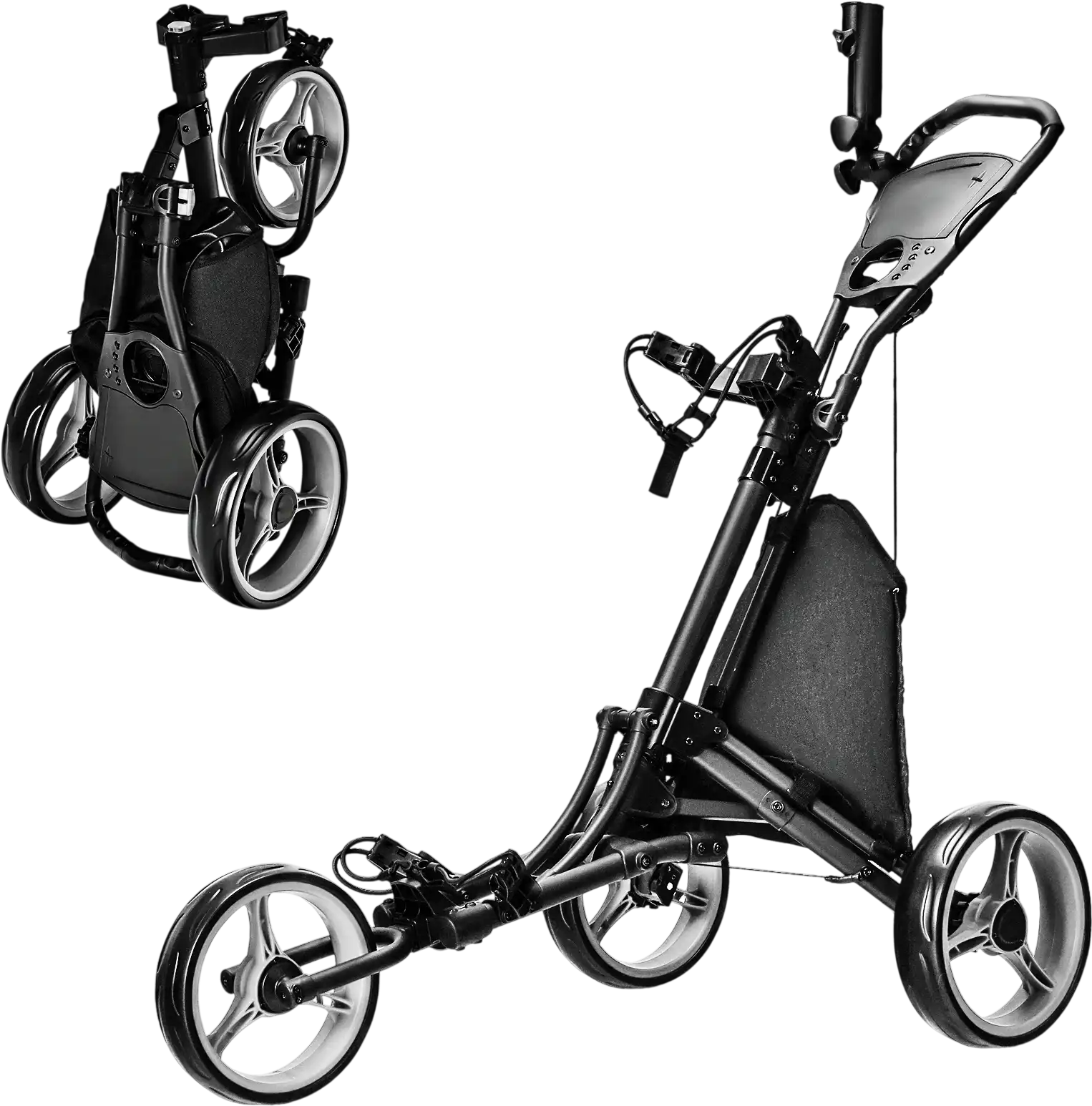 Costway 3-Wheel Folding Golf Push Cart w/ Storage Bag Scoreboard 39170456 New