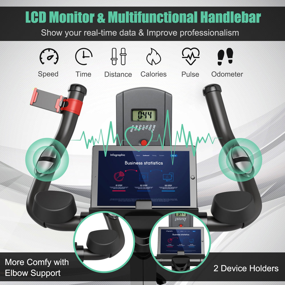 Costway Stationary Exercise Cycling Bike with 33lbs Flywheel New