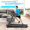 Folding treadmill with 4.75 HP motor, touch screen control, and spacious 51" x 18" running area for comfortable.