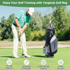 14-way golf cart stand bag in gray with waterproof rain hood, featuring ample storage and stable structure for easy.