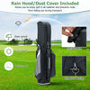 14-way golf cart stand bag with waterproof rain hood, featuring zippered pockets and durable nylon for all-weather.