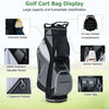14-way golf cart stand bag with waterproof rain hood, 7 zippered pockets, and umbrella holder for organized club.