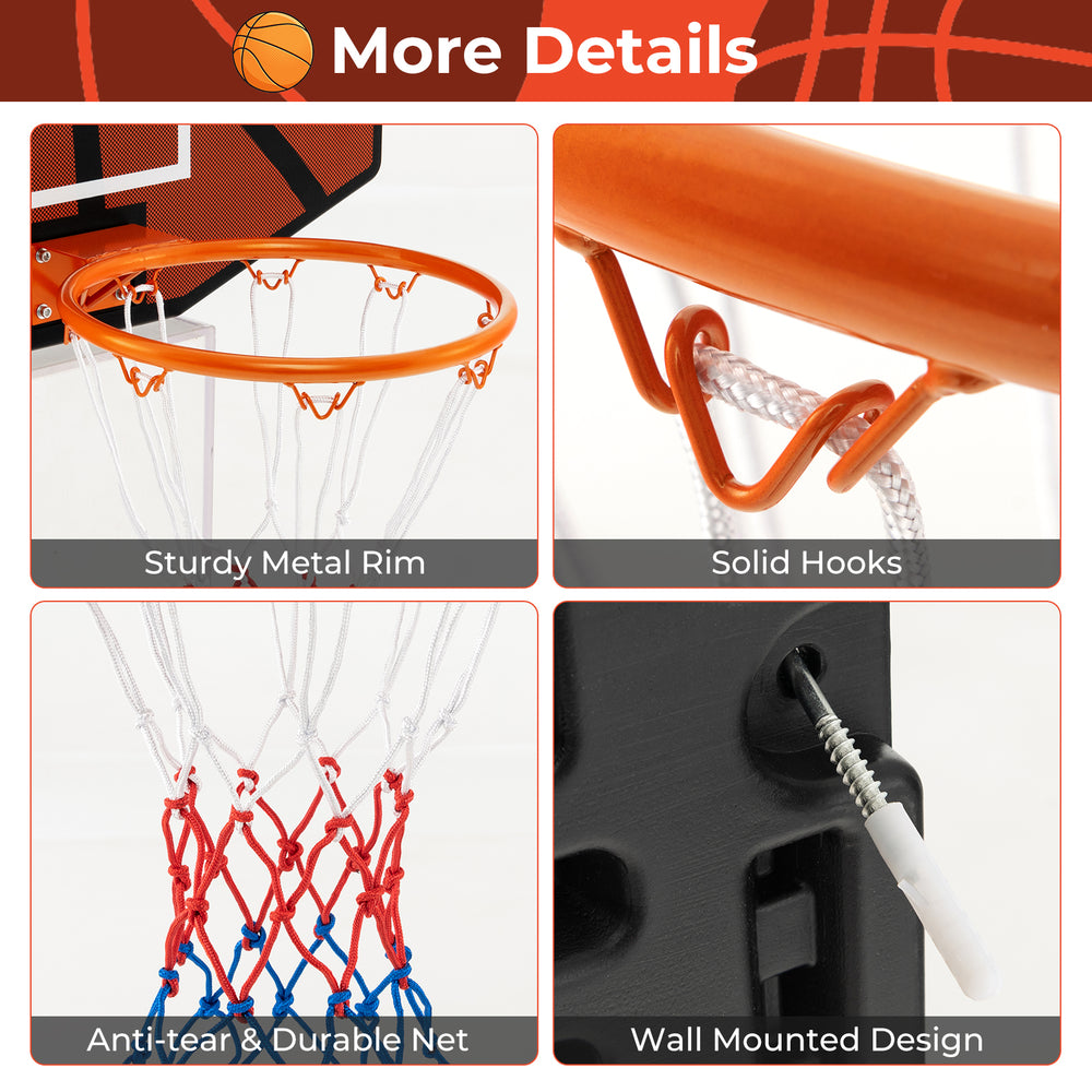 Close-up of sturdy metal rim and anti-tear net for indoor outdoor basketball games, designed for durability and support.