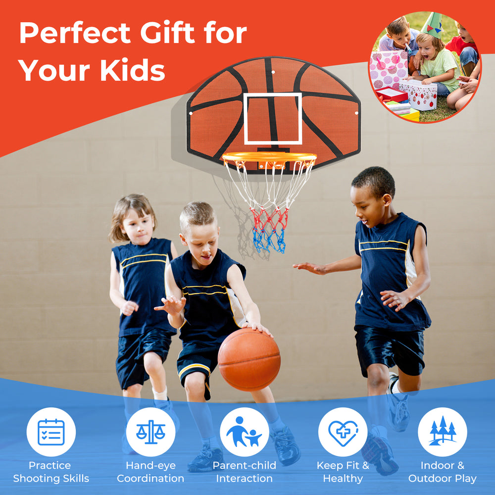 Indoor outdoor basketball game featuring a large shatter-proof backboard, ideal for family fun and skill improvement.