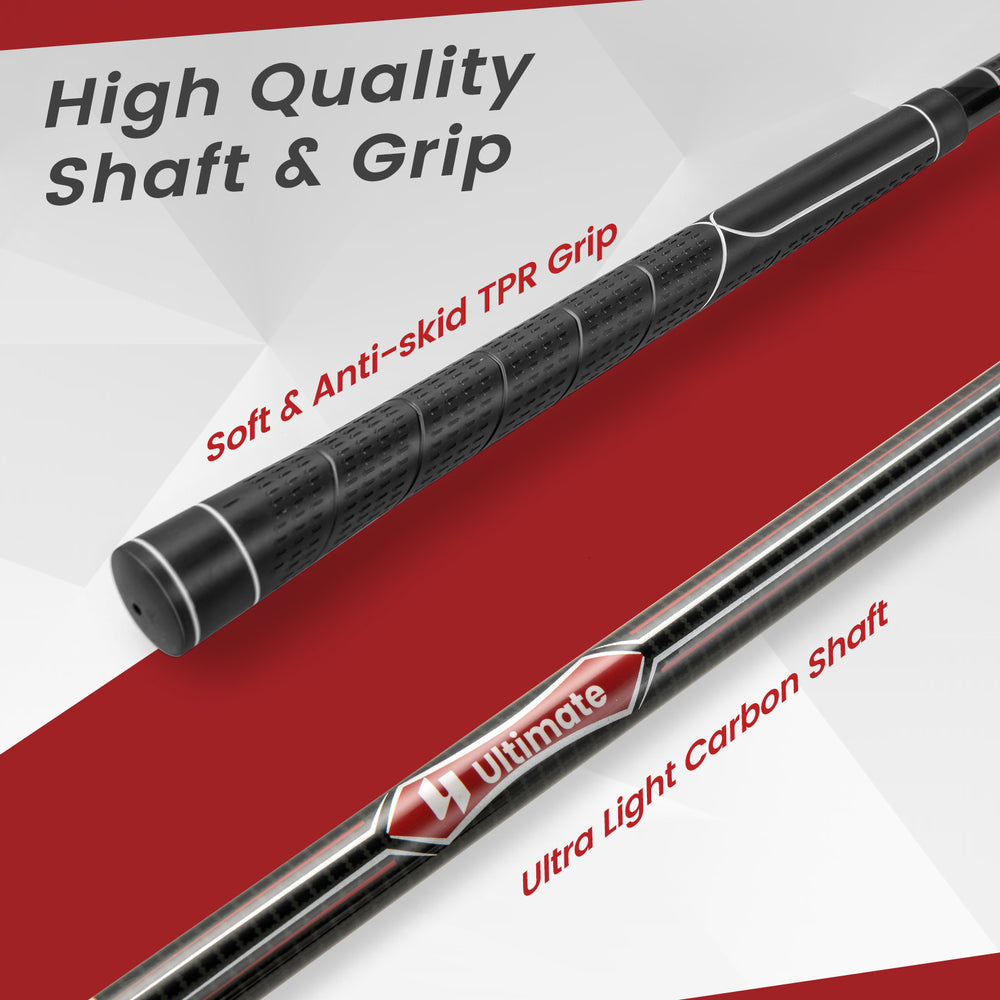 Close-up of the ultra-light carbon shaft and soft anti-skid TPR grip from the Women's 9 Pieces Complete Golf Club Set.