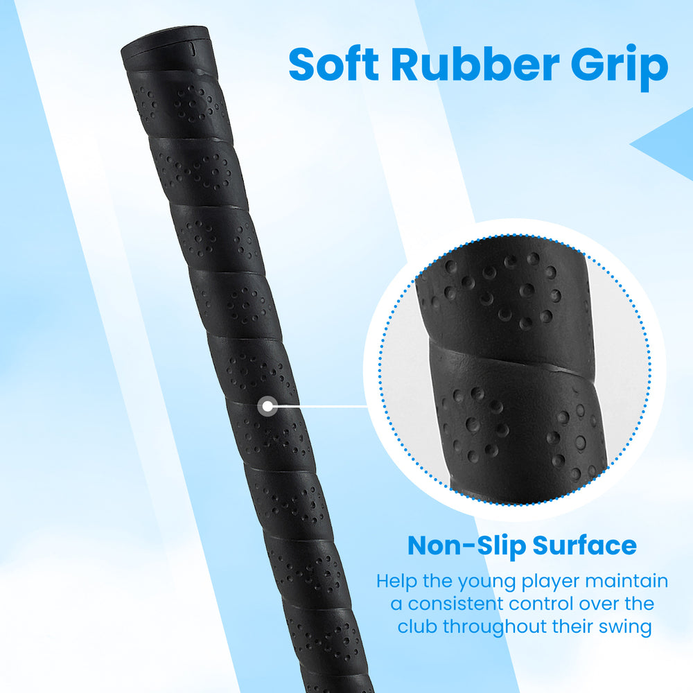 Close-up of the soft rubber grip on the Junior #7 Iron for kids, featuring a non-slip surface for better control.