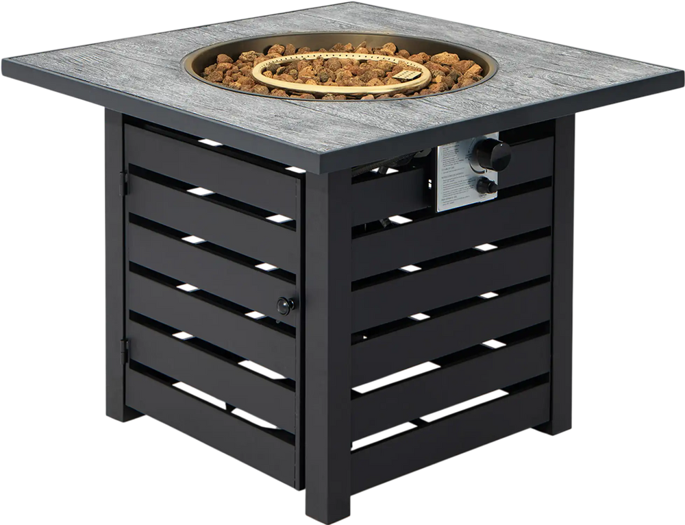 Square Propane Fire Pit Table with Lava Rocks and Rain Cover