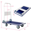 Foldable platform cart dolly with blue vinyl deck, 330 lbs capacity, ideal for home and office use, shown with.