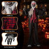 Standing animatronic werewolf with lifelike fur, red flashing eyes, and poseable arms, perfect for Halloween decoration.