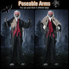 8.2 FT animatronic werewolf with poseable arms, red flashing eyes, and howling sounds for a spooky Halloween decoration.