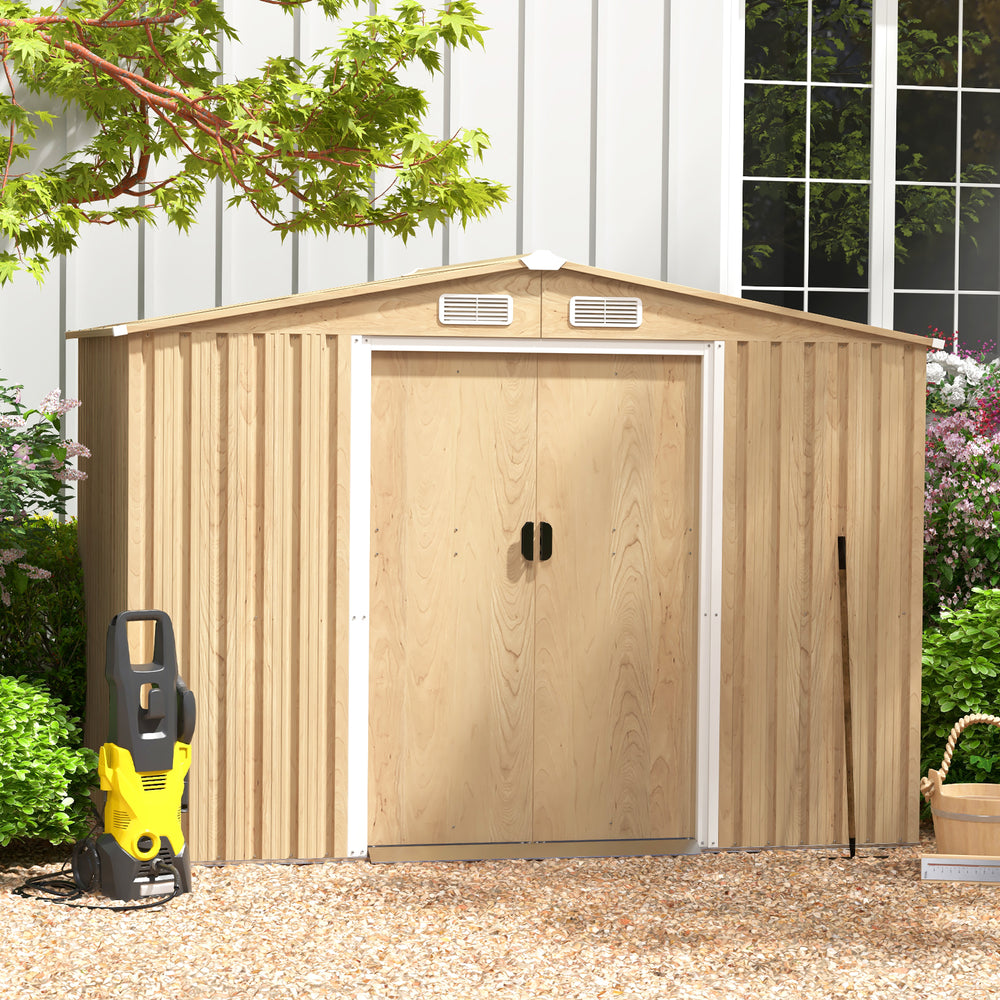 Costway Storage Shed 8.5' x 6.4' x 6' Galvanized Steel with Sliding Door New