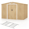 Costway Storage Shed 8.5' x 6.4' x 6' Galvanized Steel with Sliding Door New