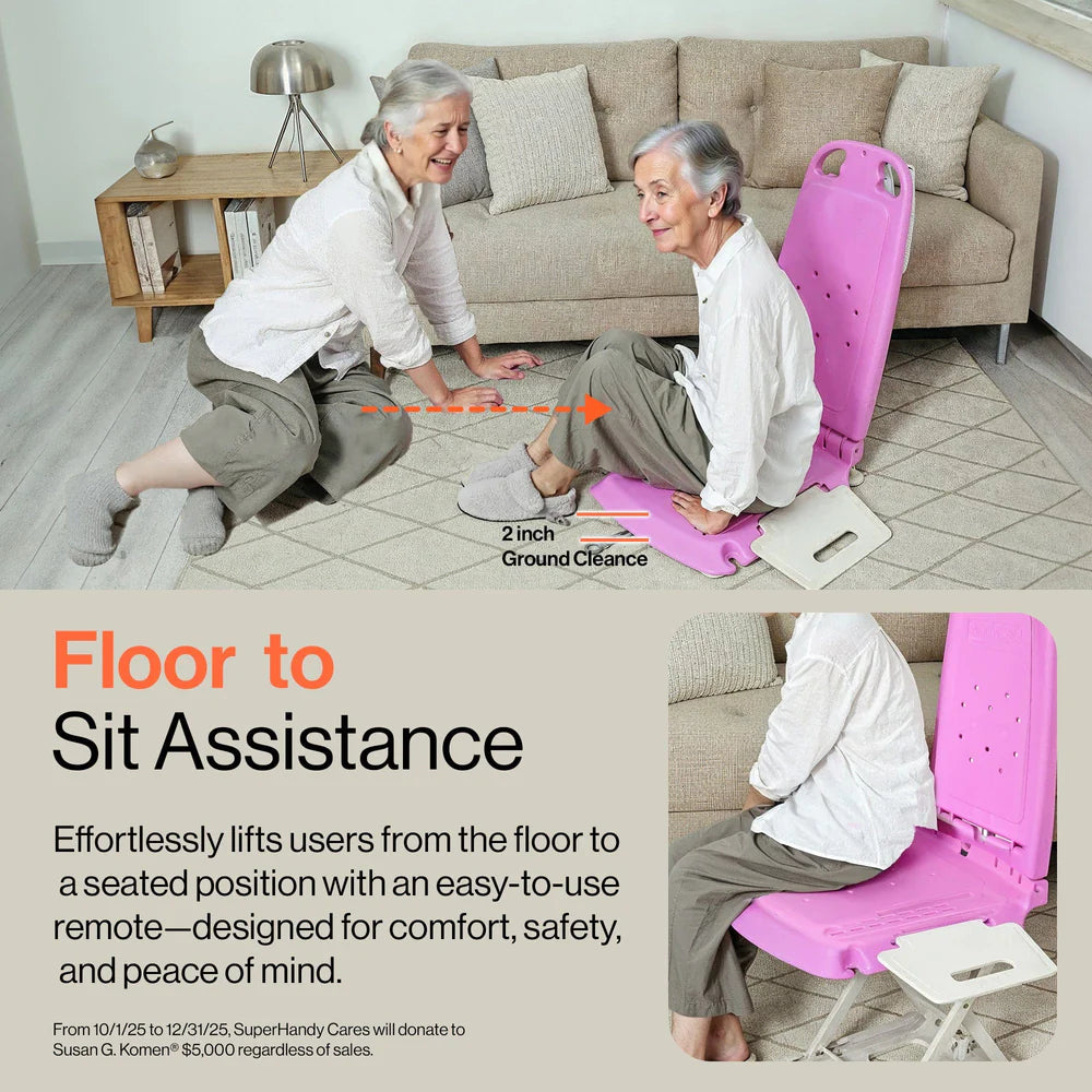 Super Handy GUT197 GoRise LT Floor and Bath Lift 330 Lbs Capacity Pink Edition New