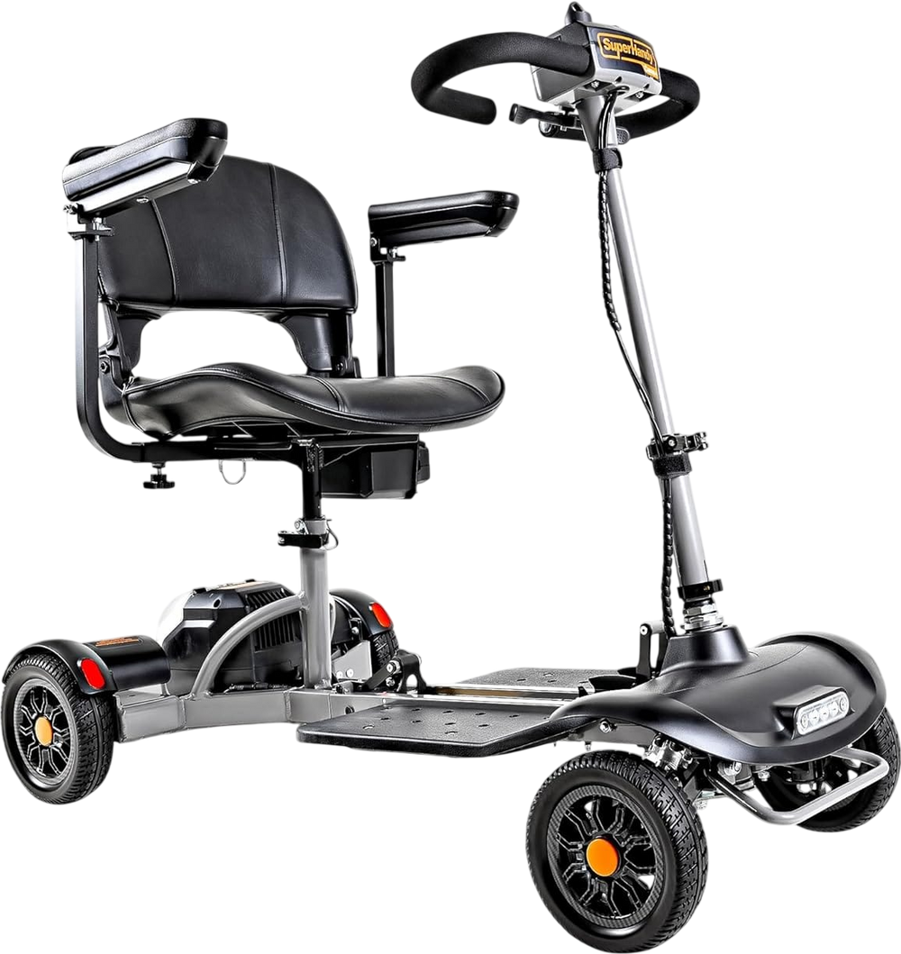 SuperHandy SuperHandy Passport Flex 4 Wheel Power Mobility Scooter – Quick-Disassembly Aluminum Frame, Foldable & Compact, 48V Li-Ion Battery