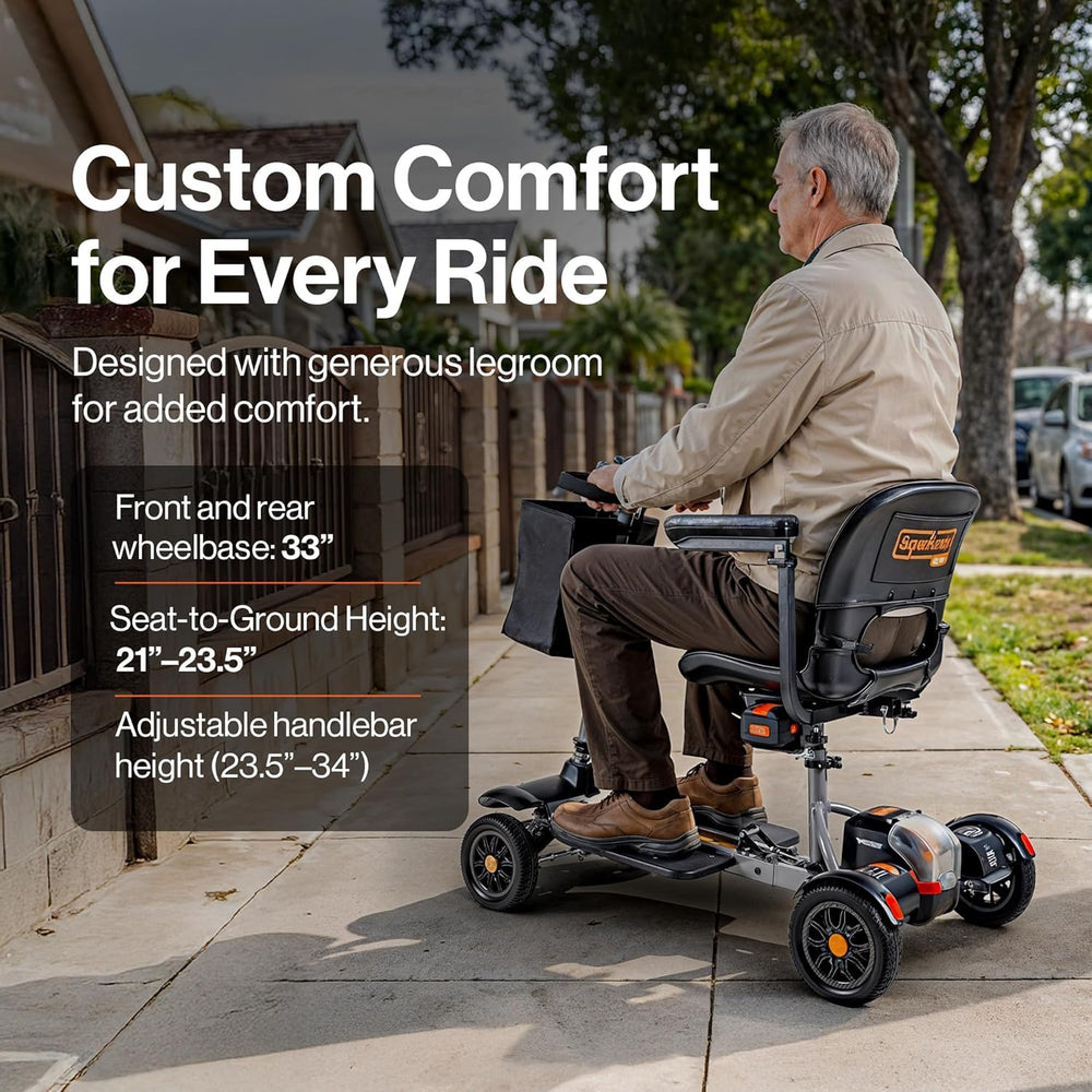 SuperHandy SuperHandy Passport Flex 4 Wheel Power Mobility Scooter – Quick-Disassembly Aluminum Frame, Foldable & Compact, 48V Li-Ion Battery