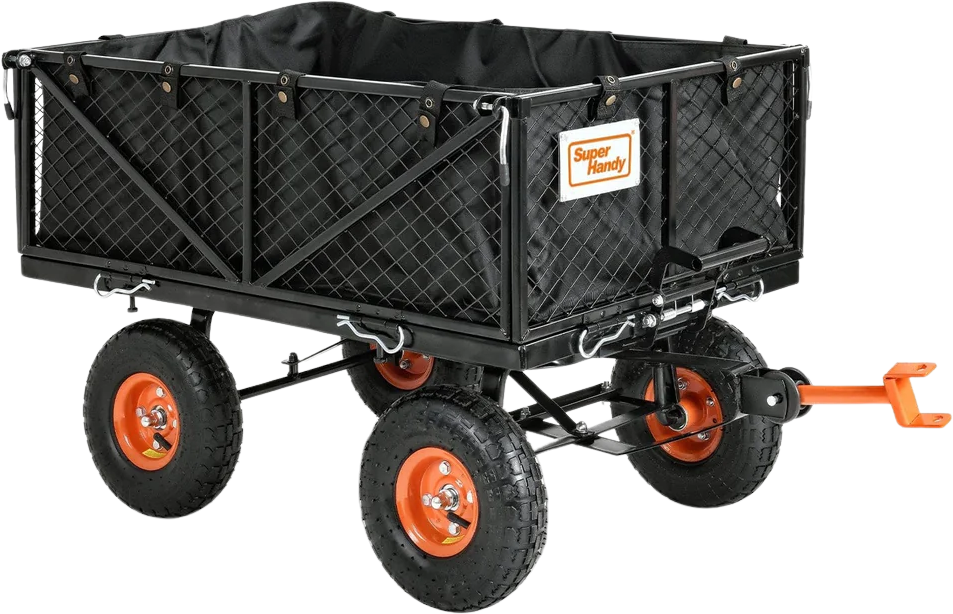 Super Handy GUO109 Towable Garden Cart 660 Lbs Load Capacity 4.6 Cu Ft Compatible with GUO098 New