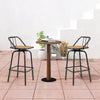 360° swivel bar stool set of 2 in black and natural with footrest, perfect for dining rooms or kitchens.