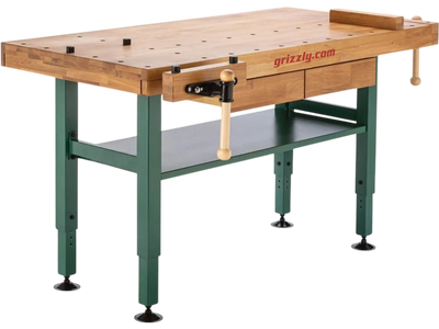 Grizzly T10157 Workbench Heavy-Duty Oak with Steel Legs New